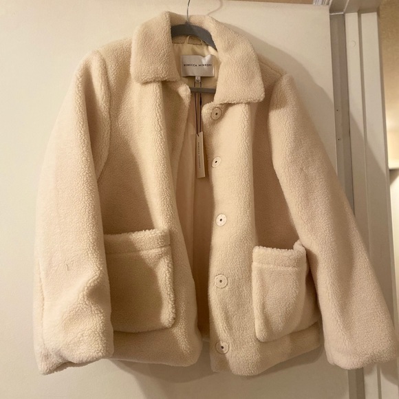 Rebecca Minkoff White Ivory Harley Faux Fur Teddy Coat Jacket - Picture 10 of 11